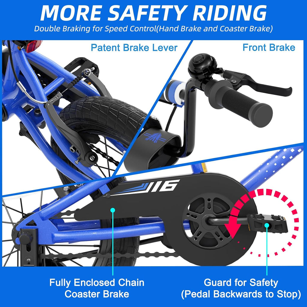 67i BMX Toddler Bike with Training Wheels 12/14/16 Inch Kids Bicycle Boys Girls Age 3-8 Durable Steel Frame Adjustable Seat Coaster Brake Bicicleta para Niños