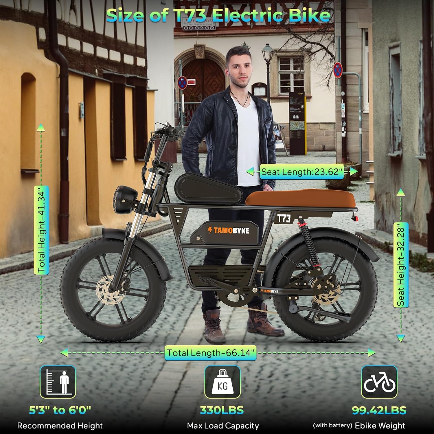 Tamobyke Premium T73 Series Electric Bike for Adults,48V15Ah/36Ah/41Ah Large Battery,1000W/1500W/3000W Powerful Motor, 28/33/37.5Mph Max Speed,20''*4'' Fat Tire E-Bike for Commute/Off-Road. Age 15+.