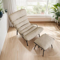 ovios Rocking Chair with Ottoman, Glider Recliner with Footrest, Lazy Accent Armchair with Comfy Cushion for Living Room Bedroom Office, Cloud Plush Velvet, Beige