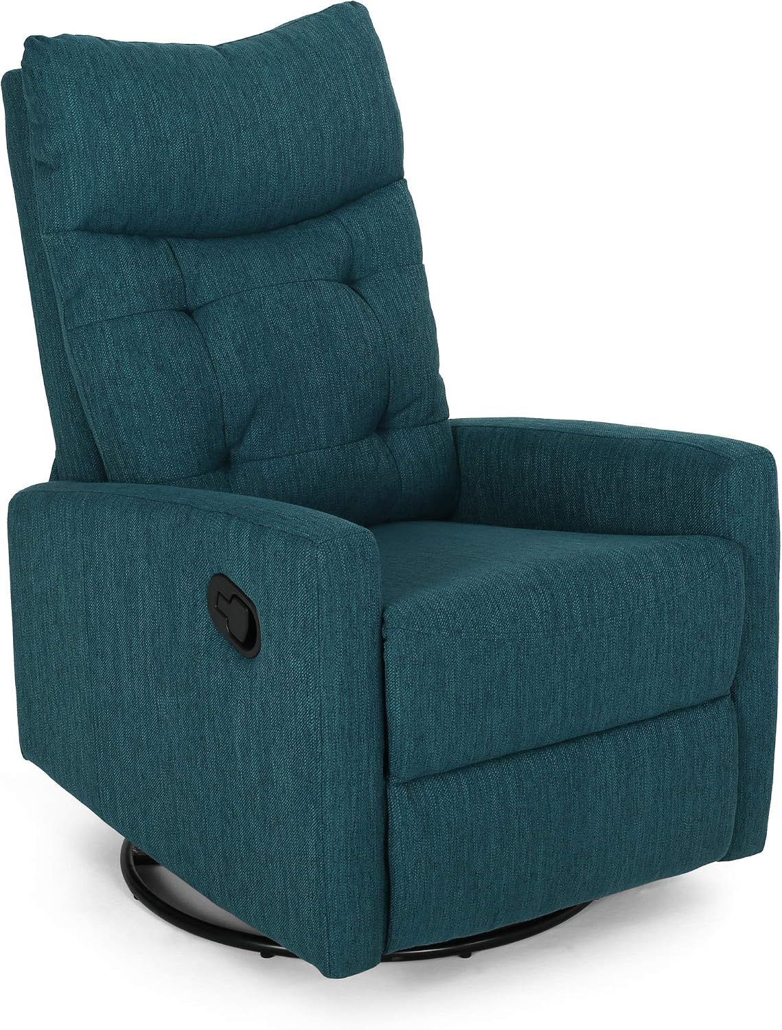Christopher Knight Home Ishtar Glider Swivel Push Back Nursery Recliner, Teal, Black 35.75D x 25W x 39H in