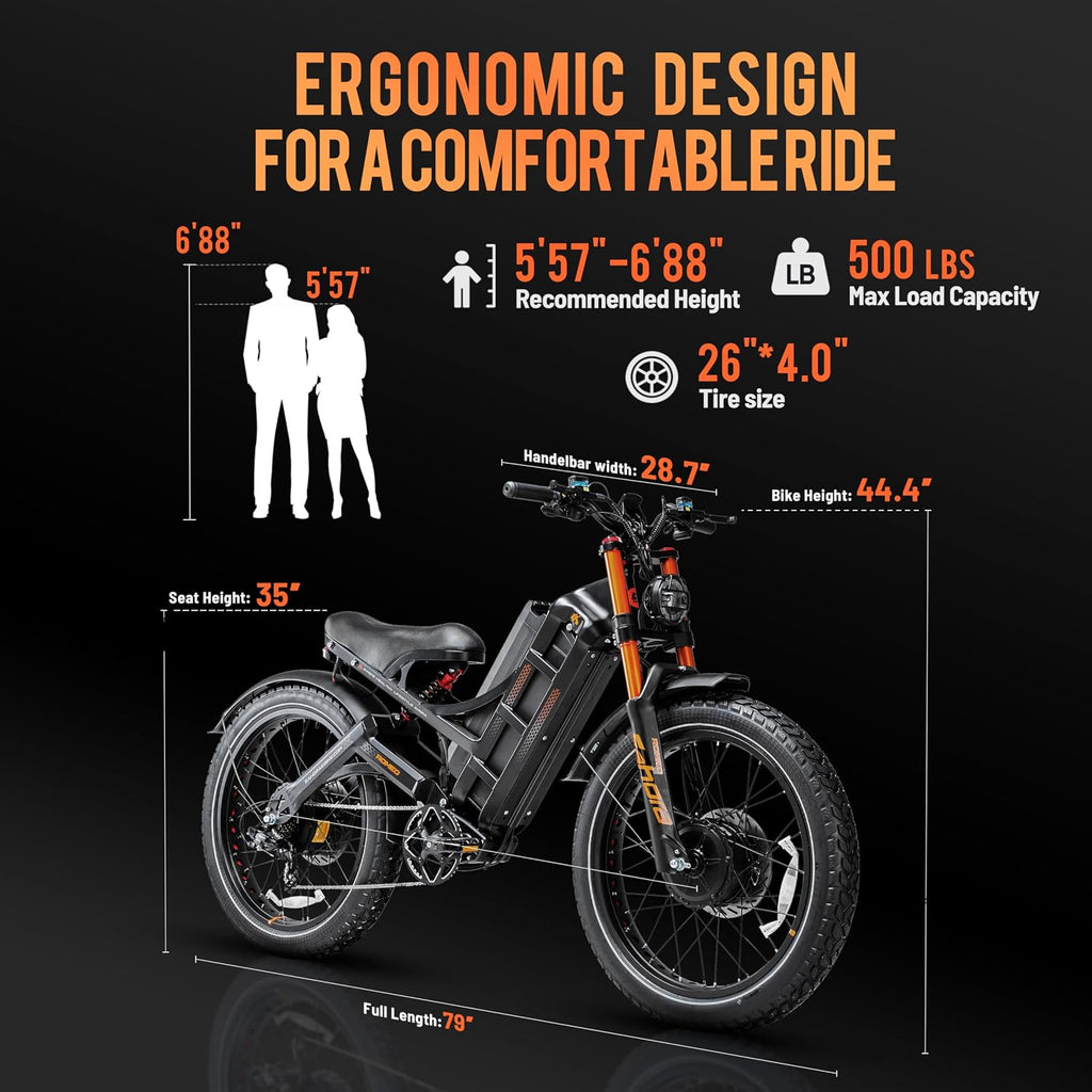 Romeo Pro-Ⅲ 50MPH Electirc Bike - [2025 Latest] 5600W Dual Motor 60V 80AH 250Miles Long Range Ebike for Adults, Air Full Suspension Electric Mountain Bike, 26' Fat Tire Off-Road E-Bicycle