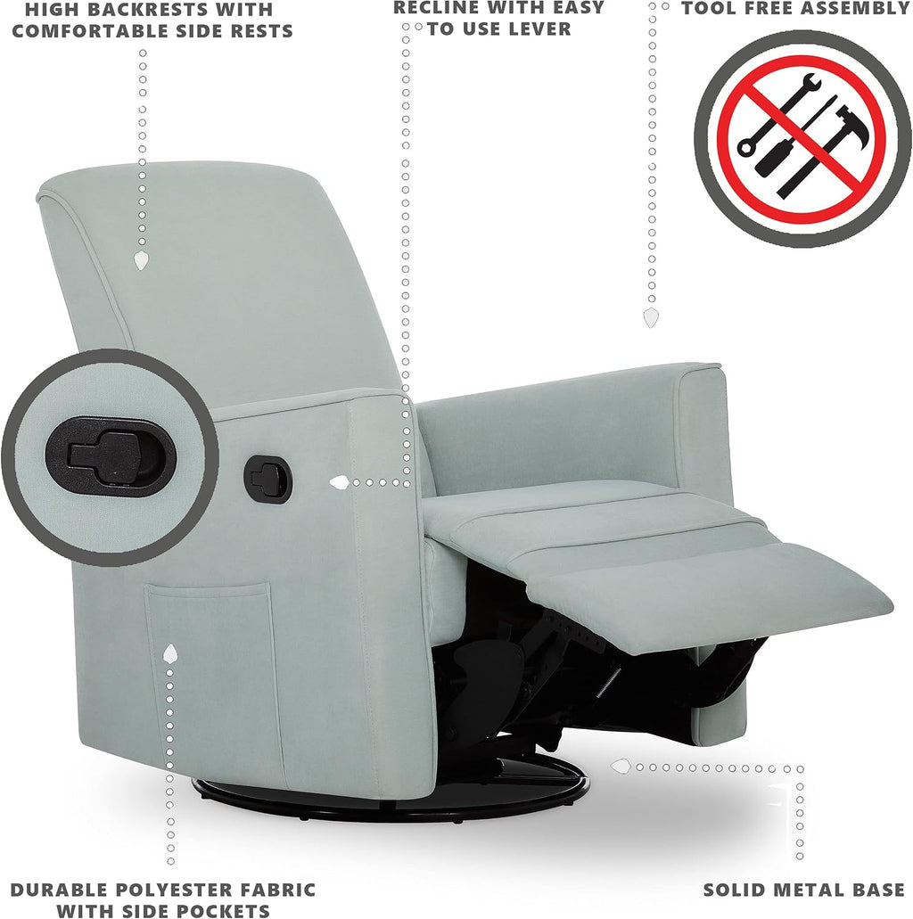 Evolur Raleigh Basic Glider, Recliner and Rocker in Light Blue