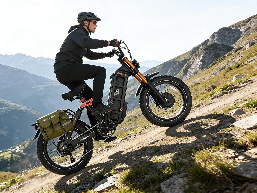 2026 Eahora 5400W Juliet Pro 2 Electric Bike for Adults 43MPH Dual Motor 70Ah Ebike 200Miles Long Range Electric Bicycle, 20'' Fat Tire Full Suspension Electric Mountain Bike for Commuting/Delivery
