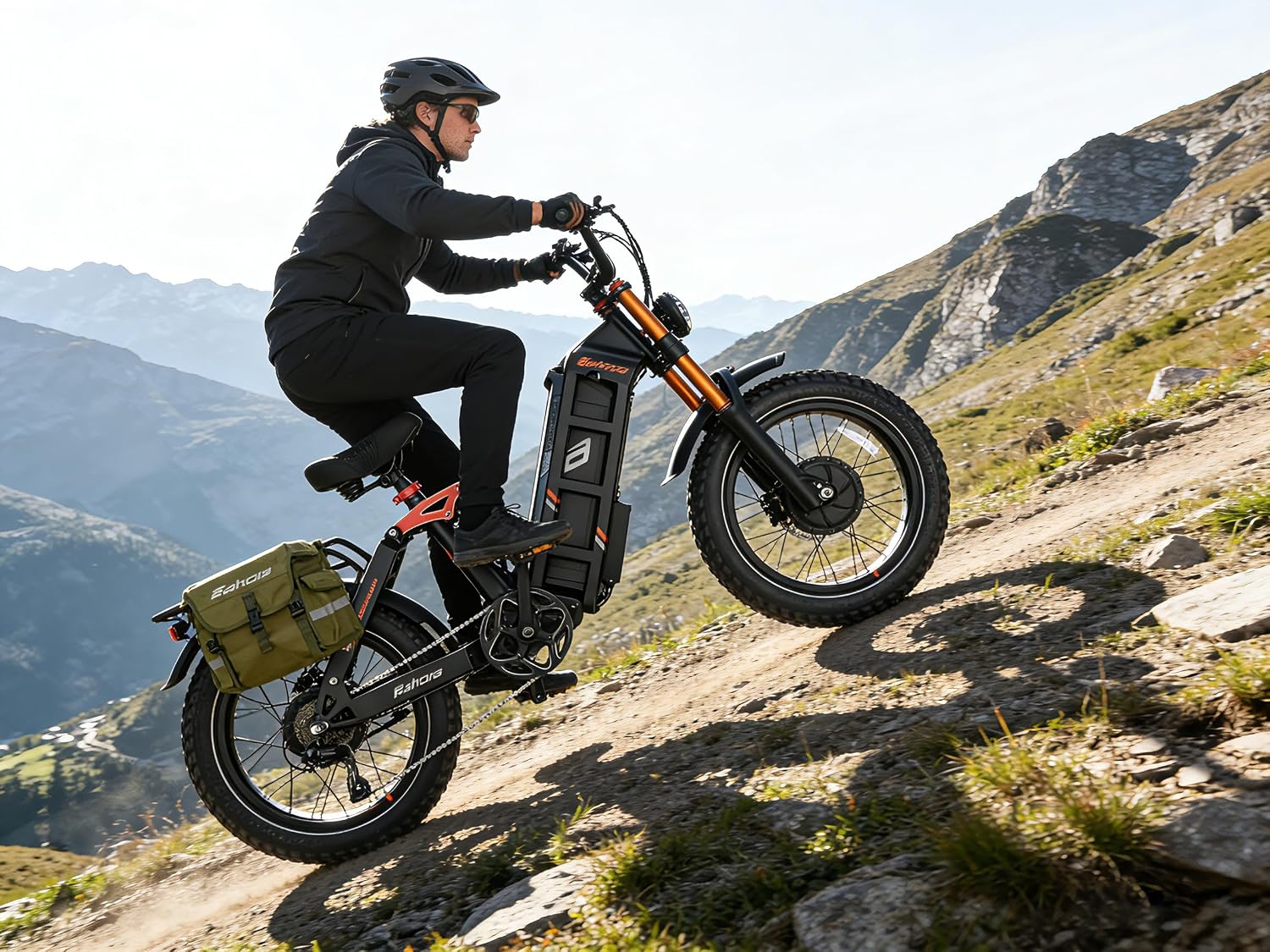 2026 Eahora 5400W Juliet Pro 2 Electric Bike for Adults 43MPH Dual Motor 70Ah Ebike 200Miles Long Range Electric Bicycle, 20'' Fat Tire Full Suspension Electric Mountain Bike for Commuting/Delivery