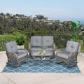 VIVIJASON 4-Piece Outdoor Patio Wicker Conversation Sets, All Weather Outdoor Rattan Furniture Set Includes Glider Loveseat, Coffee Table, 2 Rocking Chairs with Cushions for Backyard, Grey