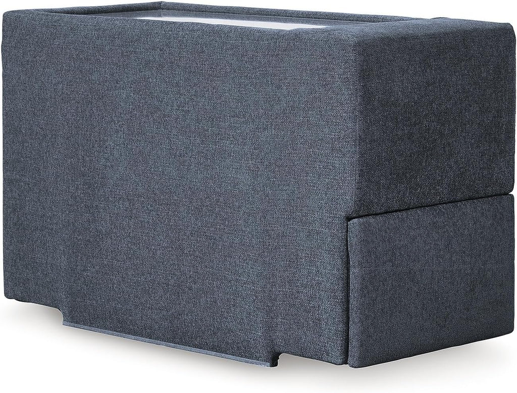 Signature Design by Ashley Contemporary Modmax Stain Resistant 7-Piece Sectional with Reversible Cushion and Storage Console, Dark Blue