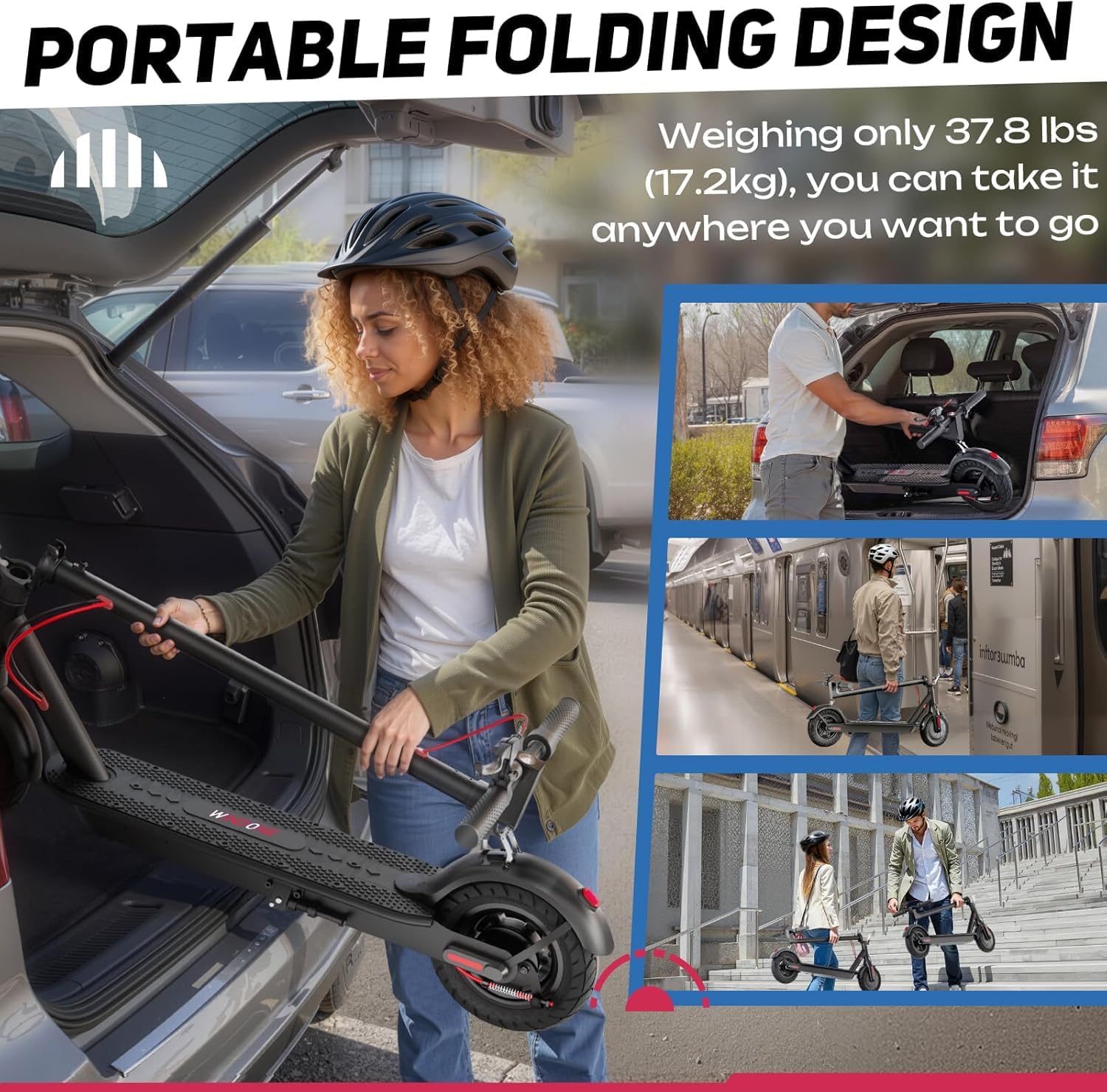 Windone Electric Scooter for Adults, 430W Peak Motor, 19MPH & 17-Mile Range, Foldable Commuter Scooter with 10' Shock-Absorbing Tires & Dual Braking System (UL 2272 Certified)