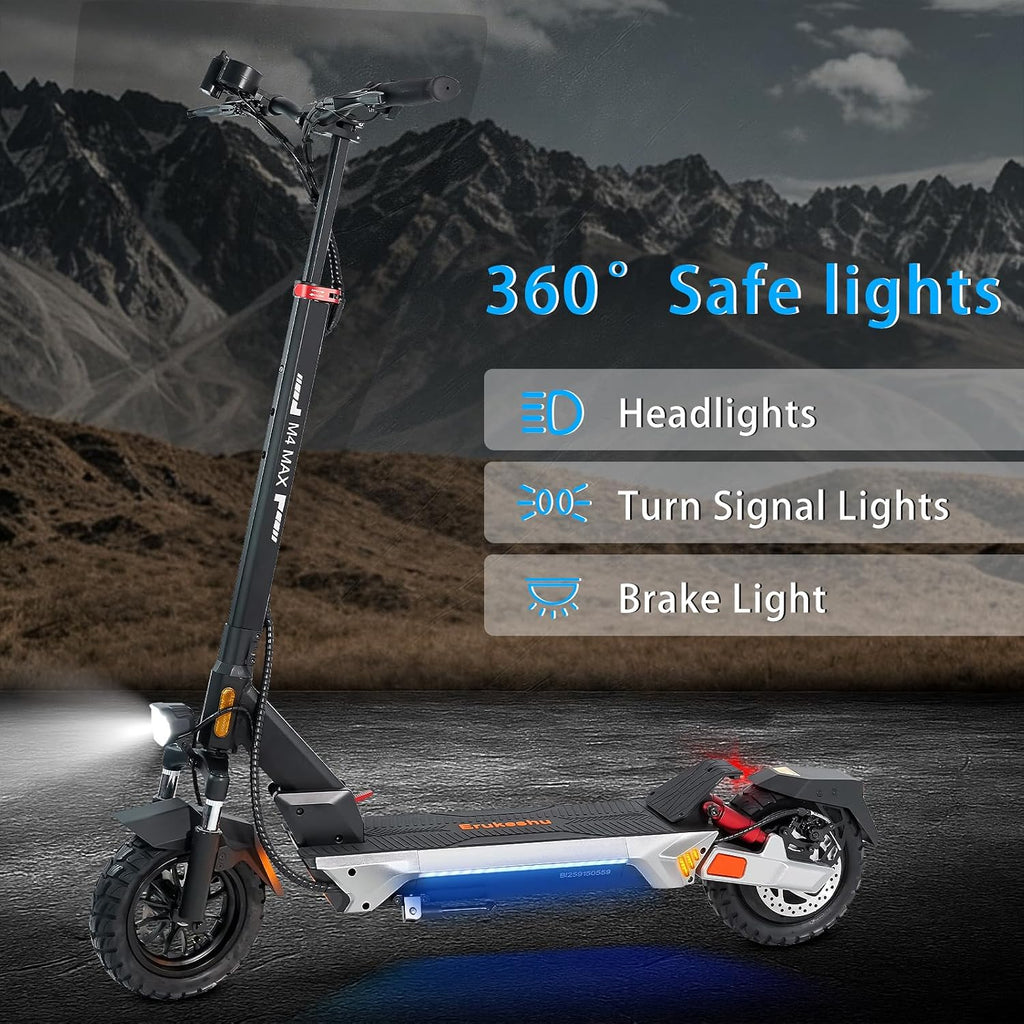 Electric Scooter Adults 1600/2000W Motor 50 Miles Long Range & 30/35 MPH Top Speed 10' Off Road Tire Folding E-Scooter 48V 20.8AH Battery Kick Scooter with Detachable Seat for Commuter Outdoor