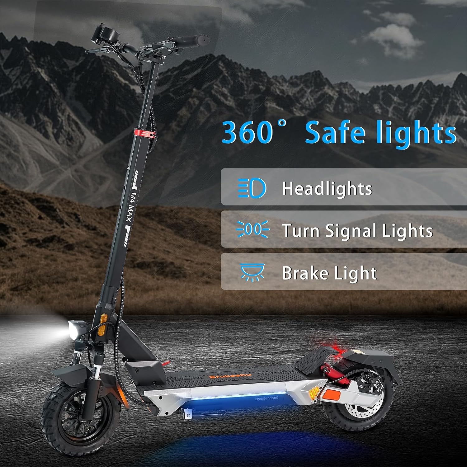 Electric Scooter Adults 1600/2000W Motor 50 Miles Long Range & 30/35 MPH Top Speed 10' Off Road Tire Folding E-Scooter 48V 20.8AH Battery Kick Scooter with Detachable Seat for Commuter Outdoor