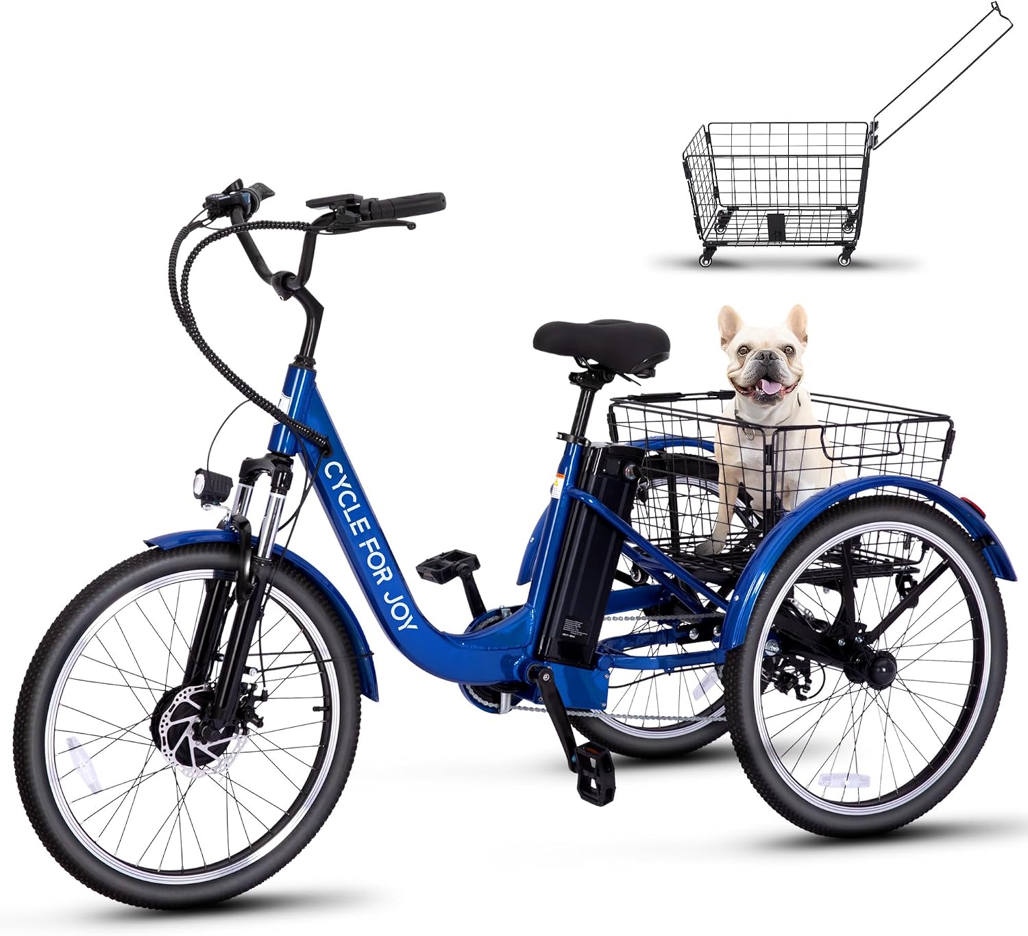 24' Electric Trike，Electric Tricycle for Adults, 350W(Peak 500W) 7 Speeds 3 Wheel Electric Bikes with 48V 13Ah Removable Battery & Removable Large Basket/UL 2272 Certified
