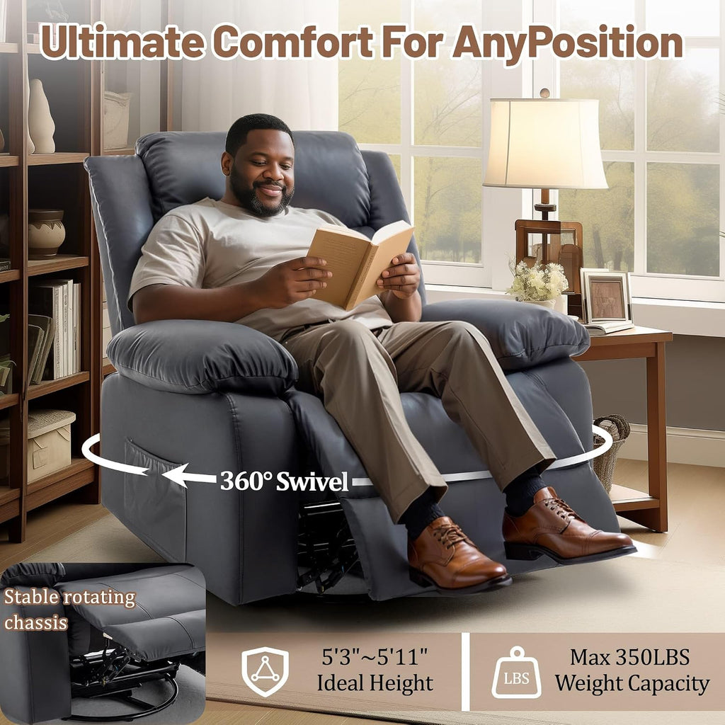 Korser Rocker Recliner Chairs for Adults, Oversized Recliner with Massage and Heating Function, 360° Swivel Nursery Rocking Chairs, Extra Wide Recliner Chair for Bedroom and Living Room