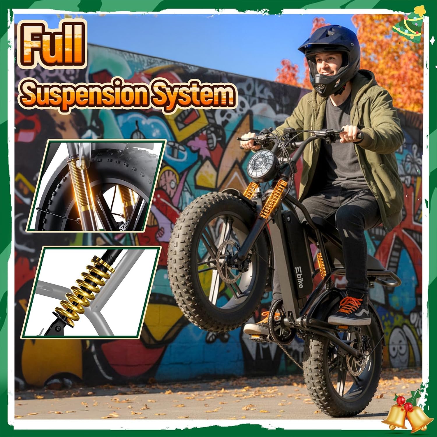 TST Electric Bike for Adults, 1500W Peak Motor 60/100 Miles Fat Tire Ebike with 48V 15Ah/25Ah Removable Battery 20' Electric Dirt Bike Full Suspension and 7-Speed