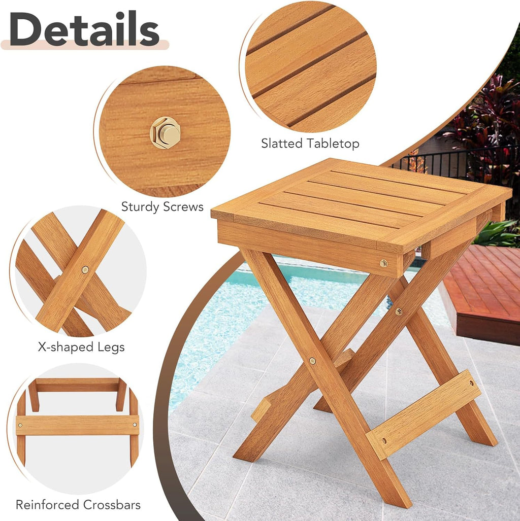 Tangkula Outdoor Rocking Chairs Set of 2, Heavy Duty High Back Patio Wood Rockers with Folding Table, for Backyard, Terrace, Poolside and Lawn