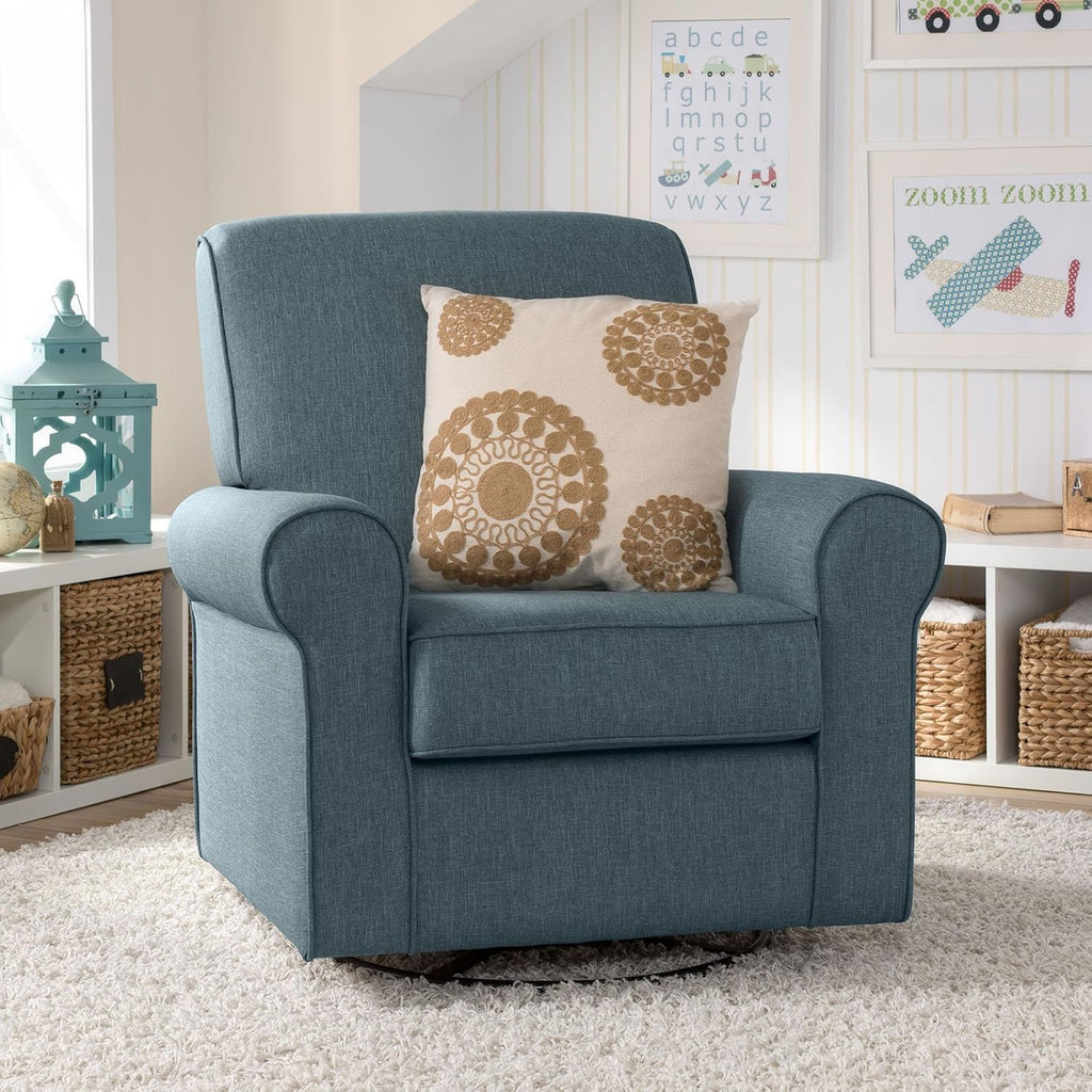 Delta Children Avery Upholstered Glider Swivel Rocker Chair, Metal, Sand