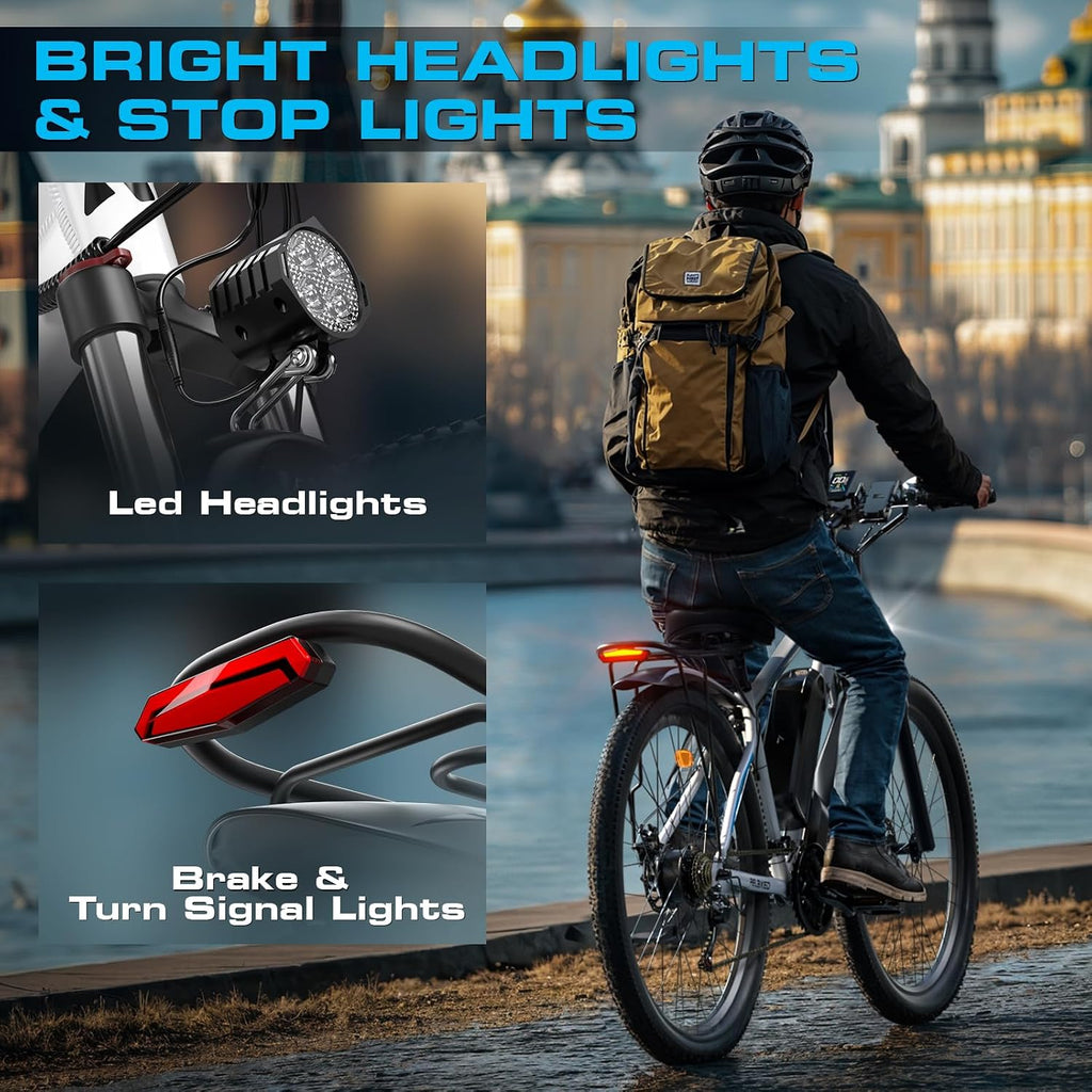 Electric Bike for Adults with Peak 2000W, Max 34 mph 30-80 Miles Commuting Electric Mountain Bike, 48V 17.5Ah Removable Battery 21-Speed Disc Brakes, 29' Tires and Front Suspension