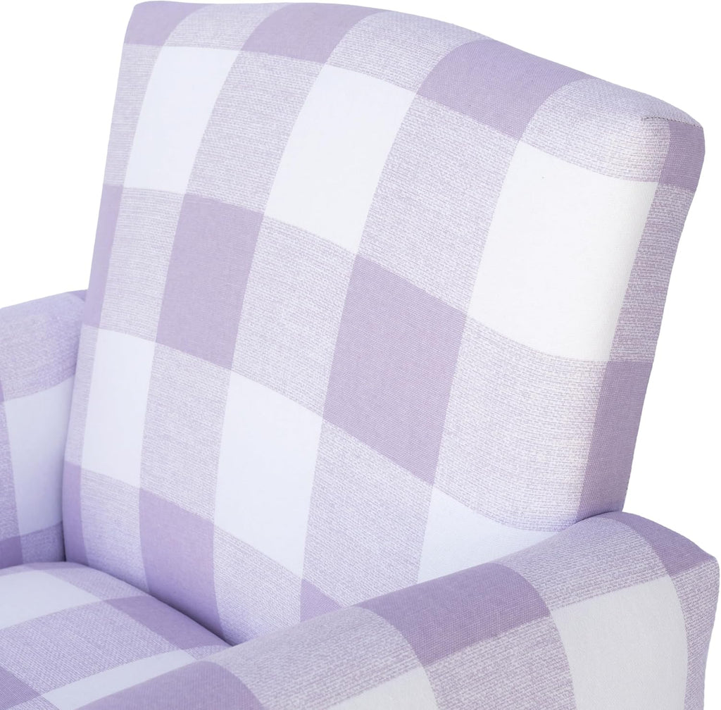 Kid Rocking Chair for Toddlers, Child Chair for Little Kids, Upholstered Toddler Armchair for Children, Comfy and Cute Little Kid Chairs (Legs, Lavender Check)