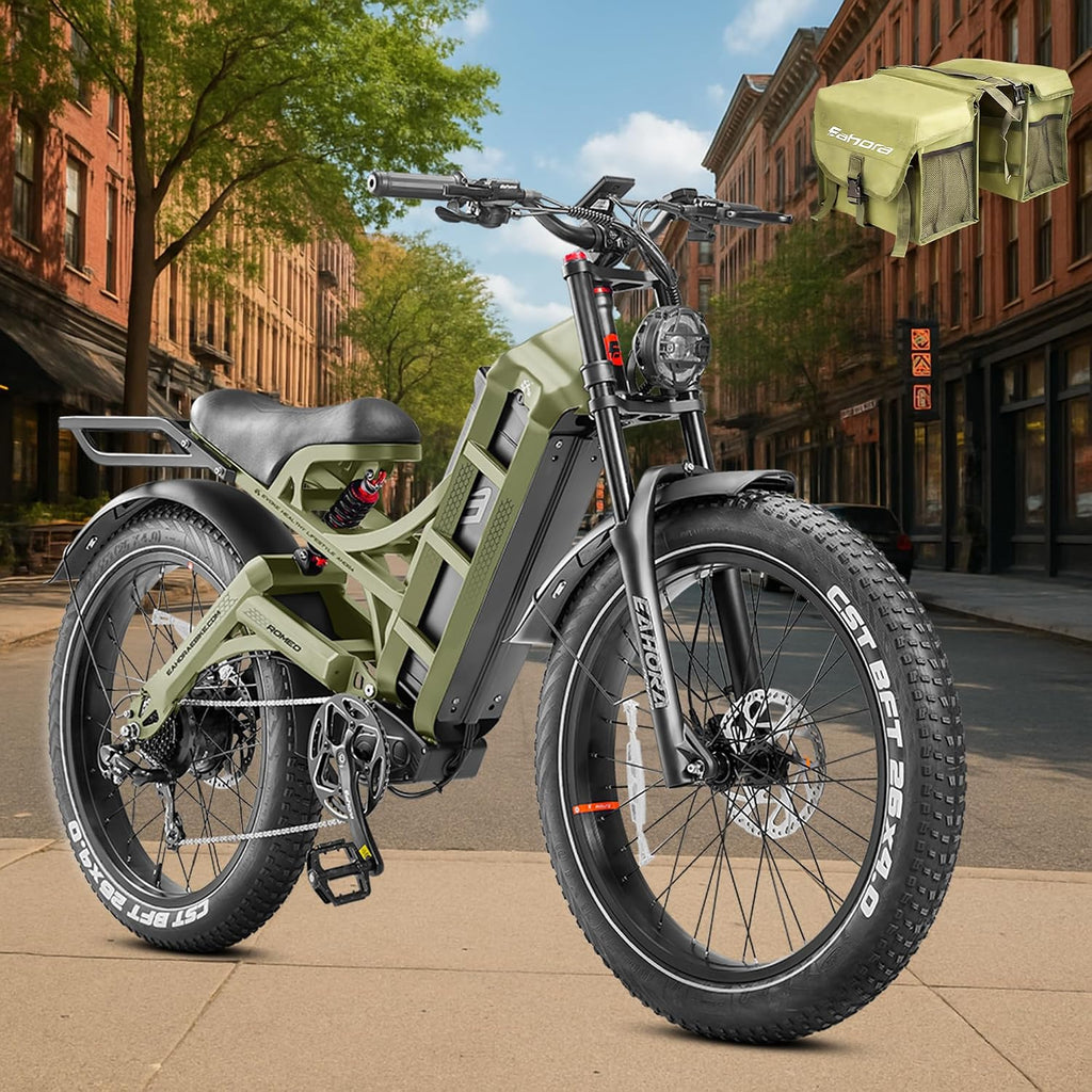 eAhora 2026 Romeo Pro 3 50MPH Electric Bike for Adults 5600W Dual Motor E Bike 60V/80Ah 250 Miles Long Range Electric Bicycle,26 * 4.0 Fat Tire Full Suspension Electric Mountain Bike Delivery Commute