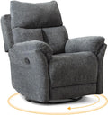 ANJ Swivel Rocker Recliner Chair Nursery Manual Glider Rocking Recliner Chairs for Adults, Fabric Rocking Chair Nursery, 360° Swivel Lazy Boy Recliner Chairs for Living Room, rv, Smoky Grey