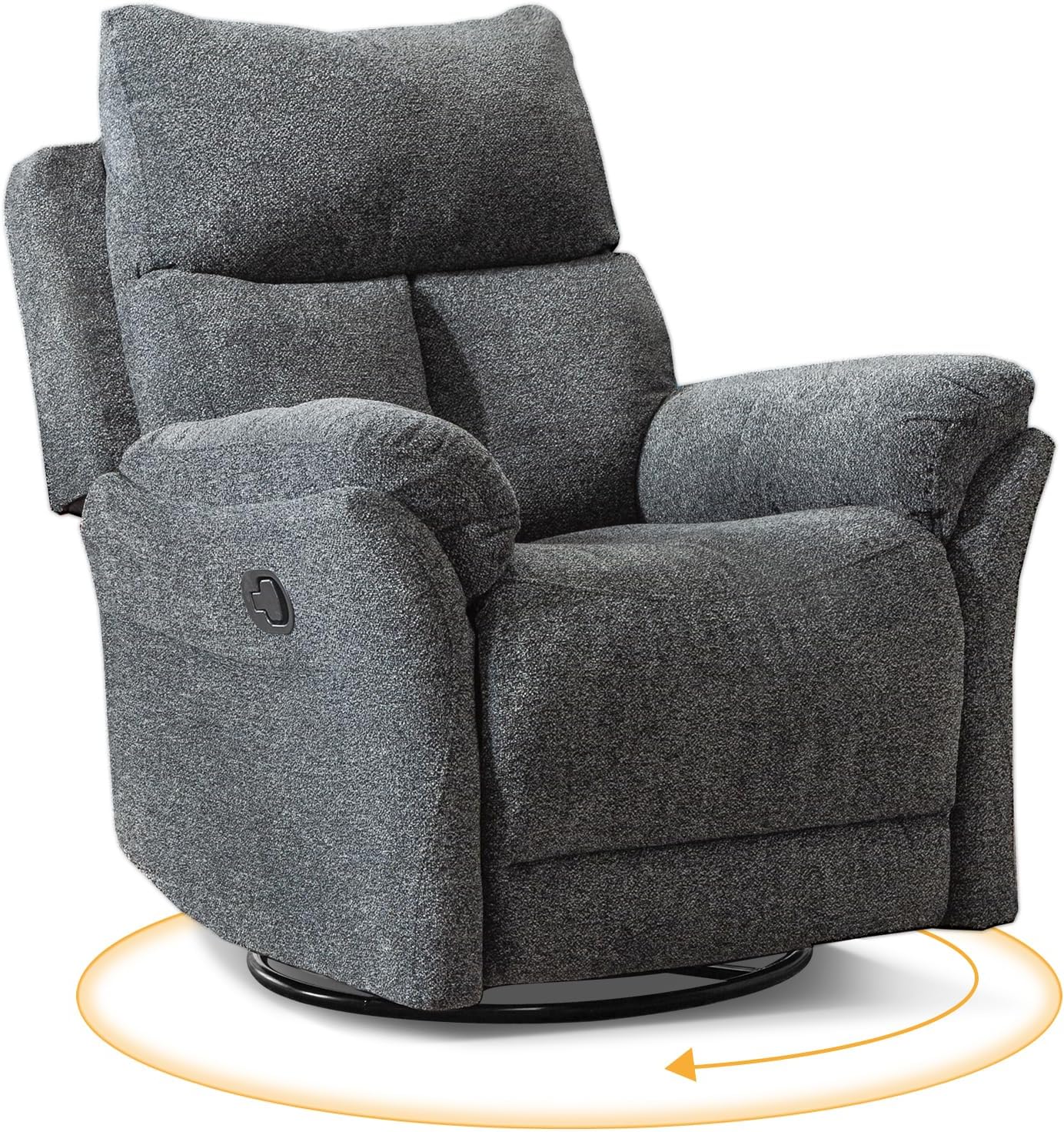 ANJ Swivel Rocker Recliner Chair Nursery Manual Glider Rocking Recliner Chairs for Adults, Fabric Rocking Chair Nursery, 360° Swivel Lazy Boy Recliner Chairs for Living Room, rv, Smoky Grey