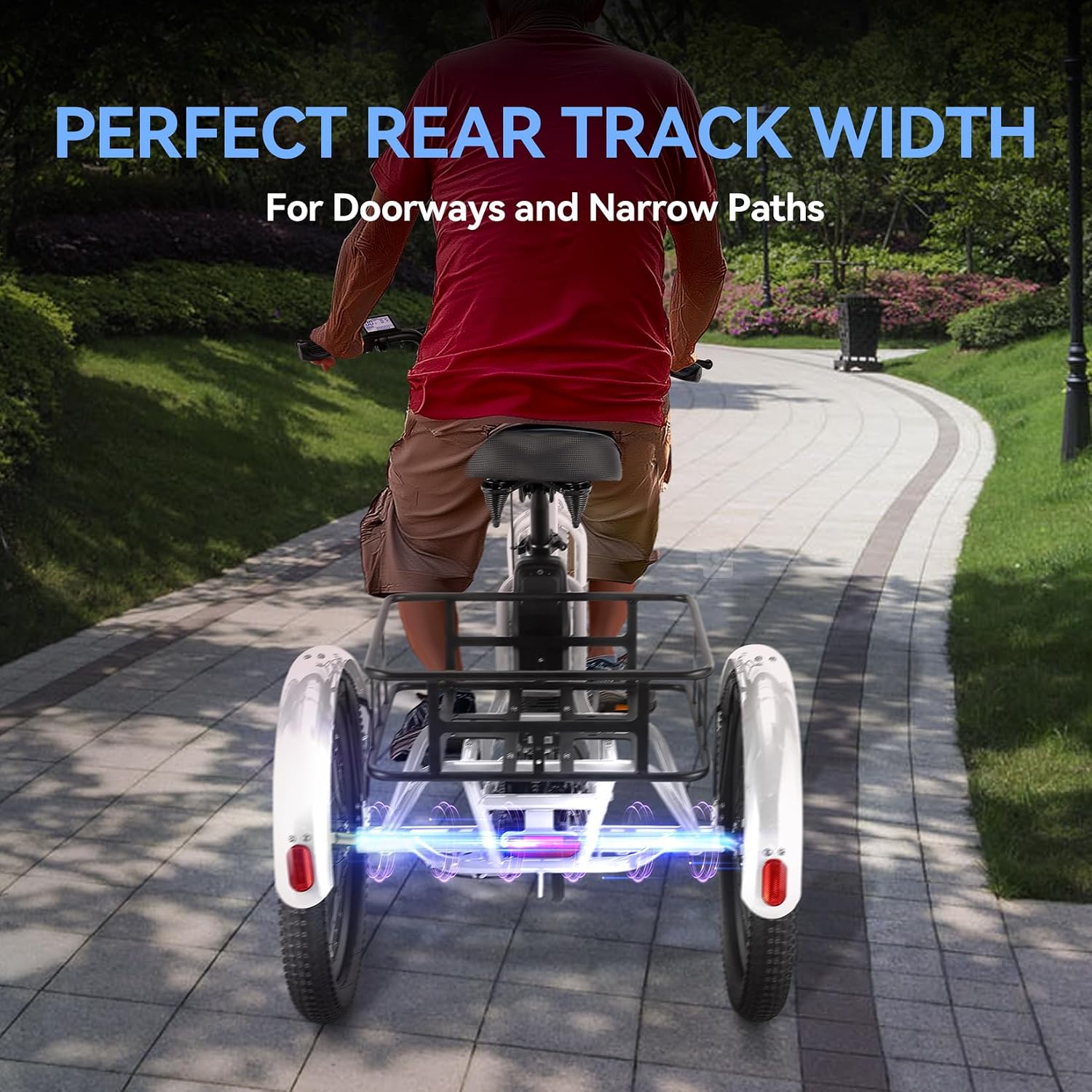 Vivi 750W Peak 20'' Folding 3 Wheels Electric Bicycle Bikes, 48V 10.4Ah Removable Battery Electric Tricycle for Adults, Speed Differential, 15.5MPH Eletric Trike with Bracket