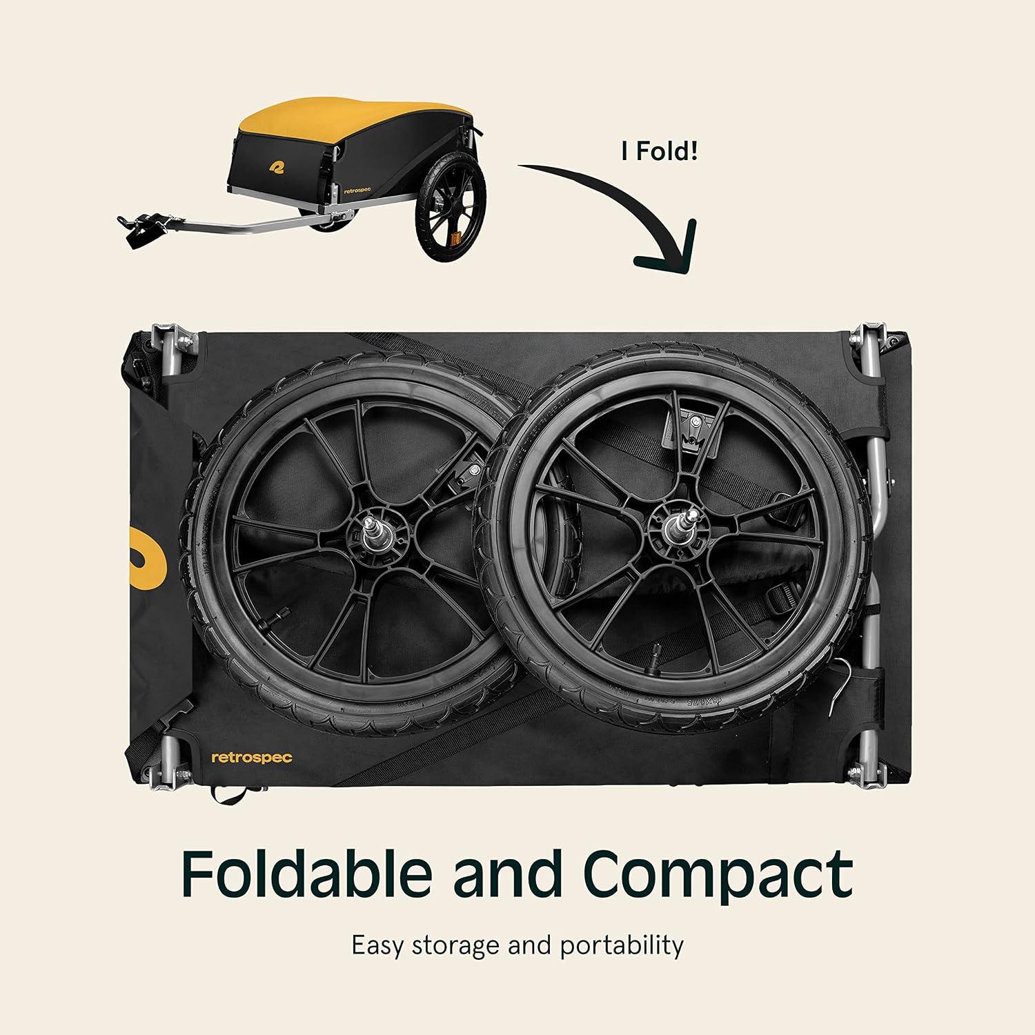 Retrospec Rover Hauler Bike Cargo Trailer - Foldable Frame with Weather-Resistant Fabric & 80lb Capacity - Universal Bike Trailer for 20-29in Wheels - Includes Safety Flag & D-Ring Anchors