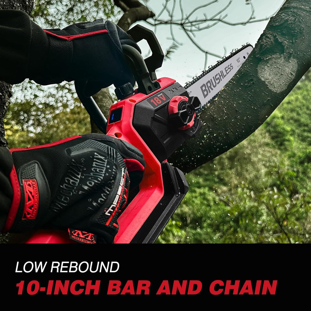 2-IN-1 Cordless 10-Inch Pole Saw And Chainsaw Compatible with Milwaukee 18V Battery, Total Reach of Max 15ft, Auto Oiling, Electric Pole Saw for Tree Trimming Pruning (Battery NOT Included)
