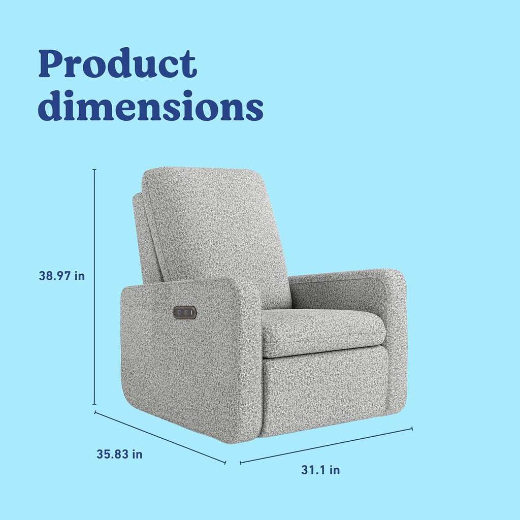 Graco Teddi Power Recliner Swivel Glider, Electronic Power Recline, Oeko-TEX 100 Certified, USB-A & USB-C Charger, Premium Cushioning & Comfort – (Salt & Pepper Boucle)