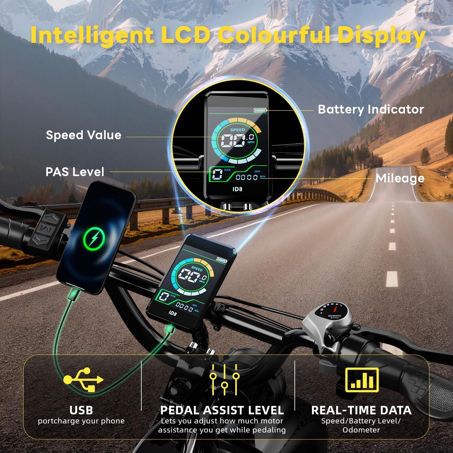 Electric Bike for Adults 1400W Peak, 48V 20AH(960WH) Removable Battery, 20'x4' Fat Tire 80 Miles Range Step-Thru 30+MPH Hunting Ebike, 7-Speed Dual Brakes Electric Bicycle White with Rear Basket