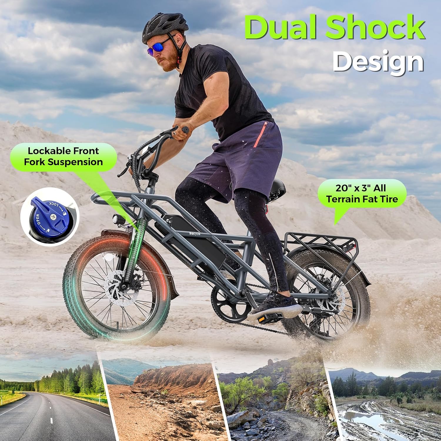 Baicycle 1800W Peak Electric Bikes for Adults 20' Fat Tire E Bike with 90 Miles(PAS) Max Range 28 MPH Electric Bicycle Step-Thru Ebikes with 48V Removable Battery 7 Speed Ebike