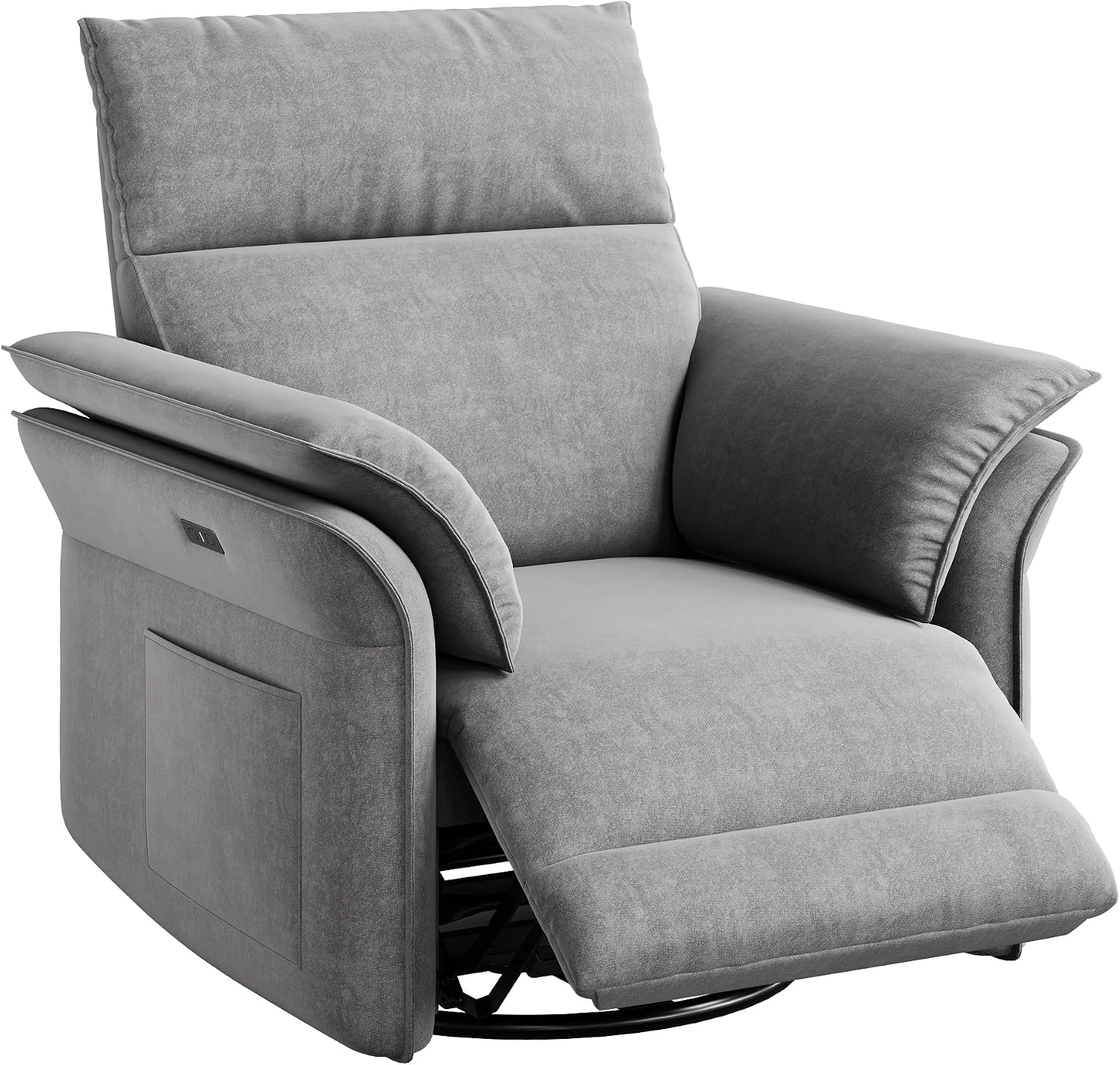 Garvee Power Recliner Glider Chair with Smooth Swivel and Rocking Motion Adjustable Recline USB Charging Port Premium Chenille Fabric and Double Armrests for Living Room and Nursery