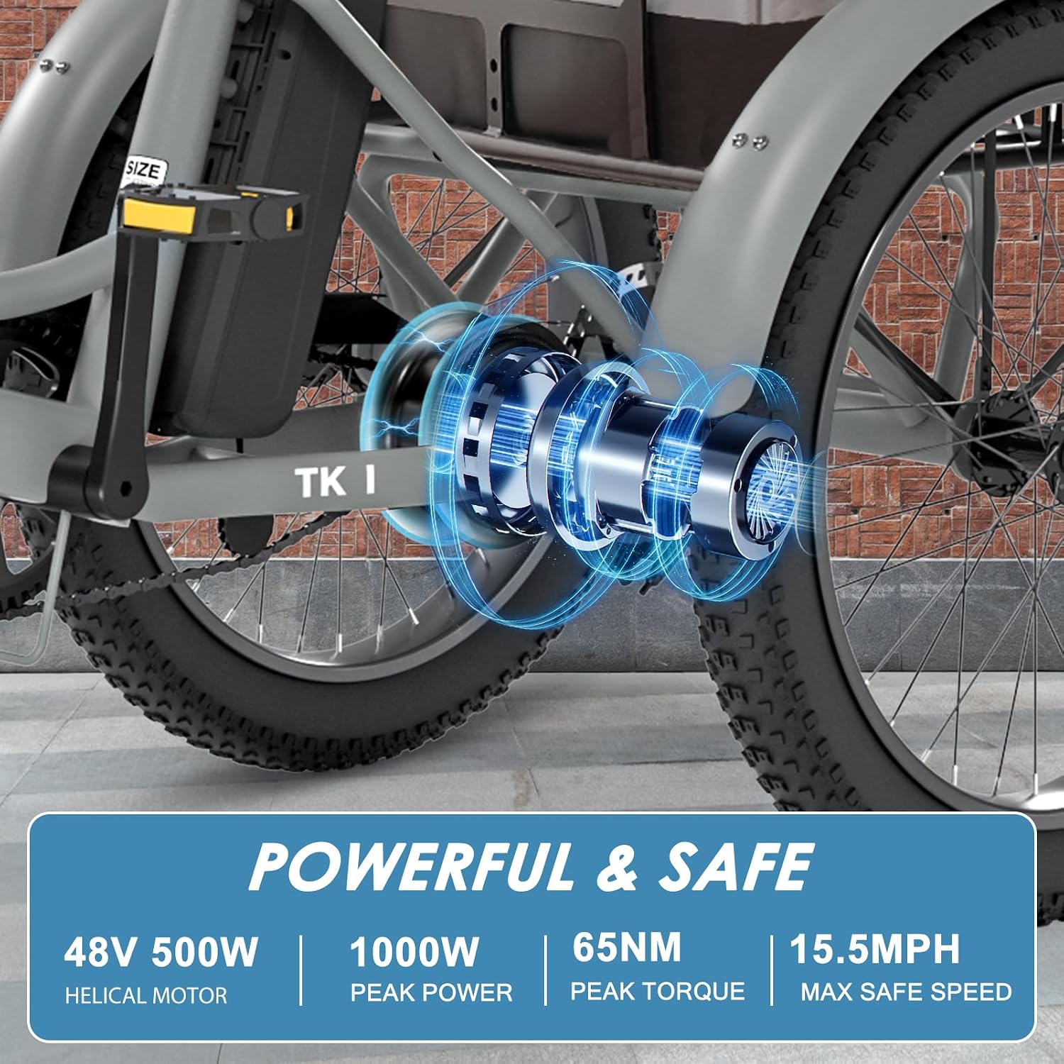 MOONCOOL Folding Electric Tricycle for Adults, 48V 500W 3 Wheels Electric Trike, Aluminum Frame Electric Tricycle Adult Bicycle with Removable Battery, Storage Bags Included
