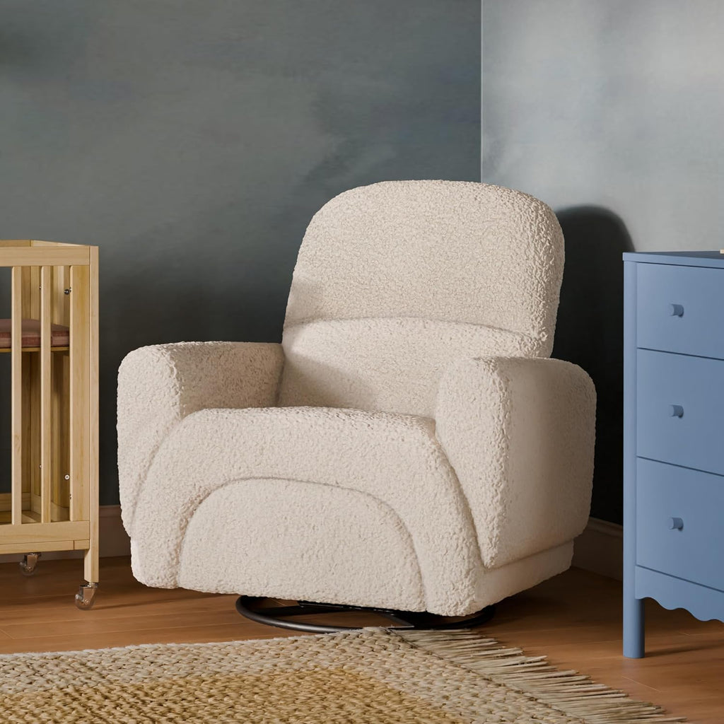 Babyletto Rainbow Recliner and Swivel Glider in Almond Teddy Loop, Greenguard Gold Certified and CertiPUR-US® Certified