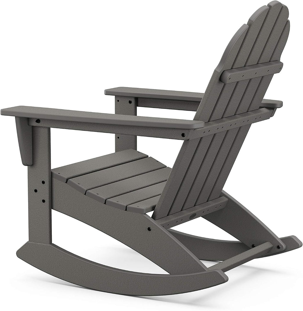 POLYWOOD Vineyard Rocking Chair Slate Grey - Heavy Duty HDPE Outdoor Patio Rocker - All-Season Composite Resin Furniture for Porch, Deck & Garden - Classic American Made Design