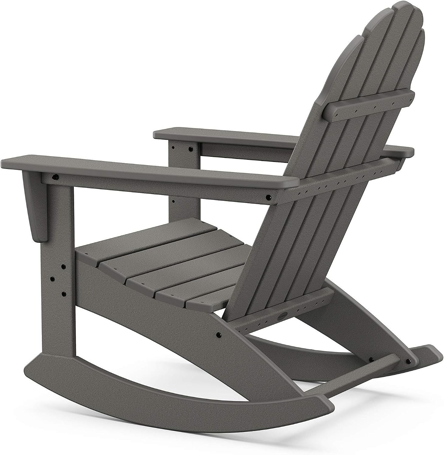 POLYWOOD Vineyard Rocking Chair Slate Grey - Heavy Duty HDPE Outdoor Patio Rocker - All-Season Composite Resin Furniture for Porch, Deck & Garden - Classic American Made Design