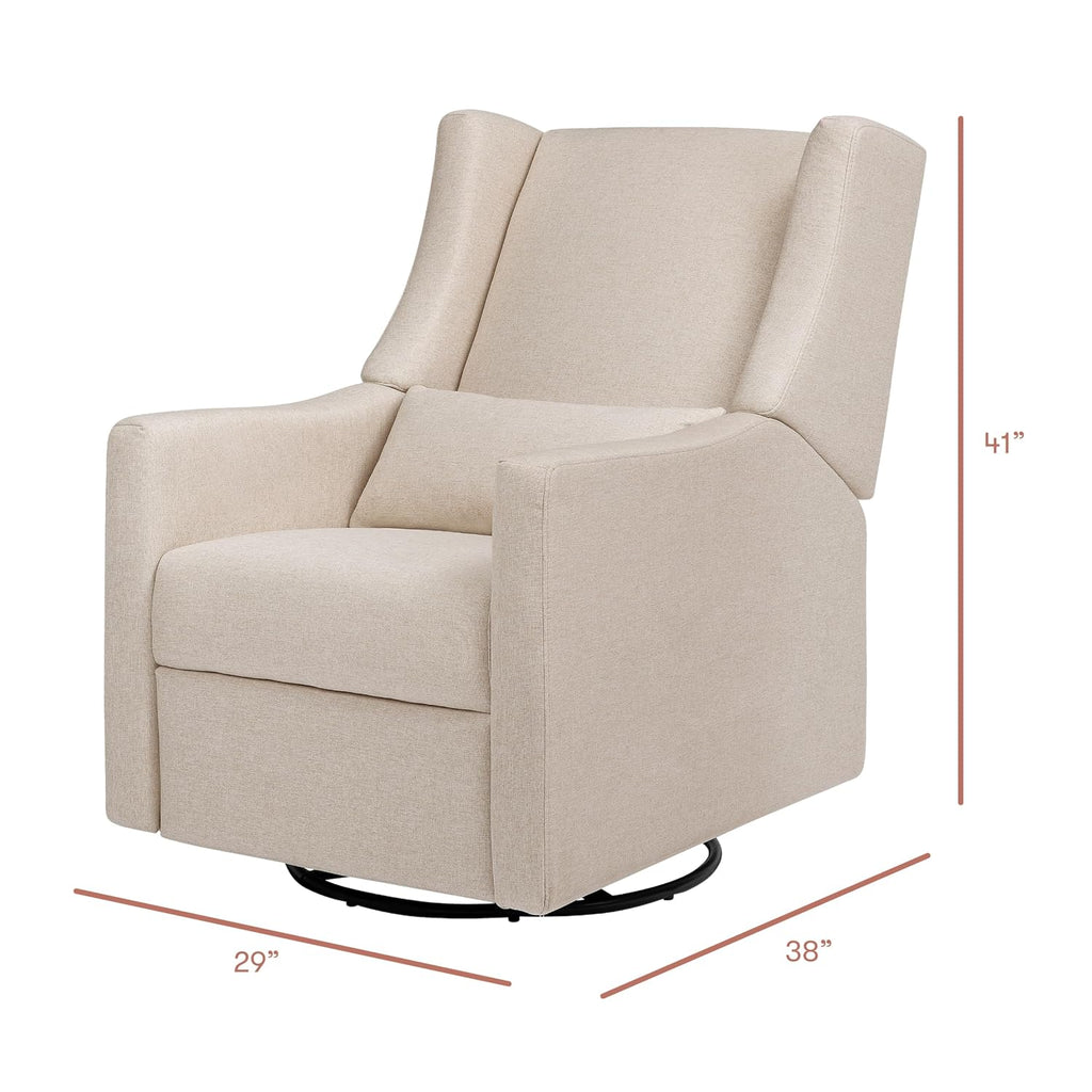 Babyletto Kiwi Recliner and Swivel Glider in Performance Beach Eco-Weave, GREENGUARD Gold Certified, Manual Recline, Water Repellant + Stain Resistant Fabrics