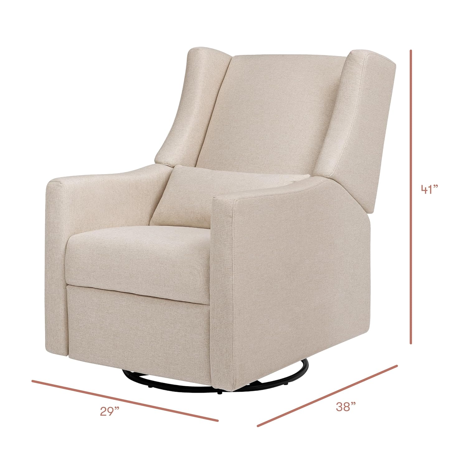 Babyletto Kiwi Recliner and Swivel Glider in Performance Beach Eco-Weave, GREENGUARD Gold Certified, Manual Recline, Water Repellant + Stain Resistant Fabrics