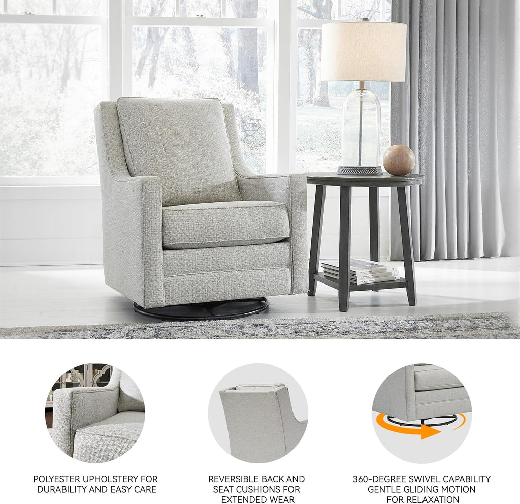 Signature Design by Ashley Kambria Contemporary Swivel Glider Nursery Accent Chair, Gray