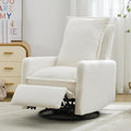 JIVOIT Modern Swivel Rocker Recliner Chair, Linen Fabric Glider Rocker Recliner, Rocking Chair Nursery with Backrest and Footrest, Single Reclining Sofa for Living Room Bedroom Apartment (White/68)