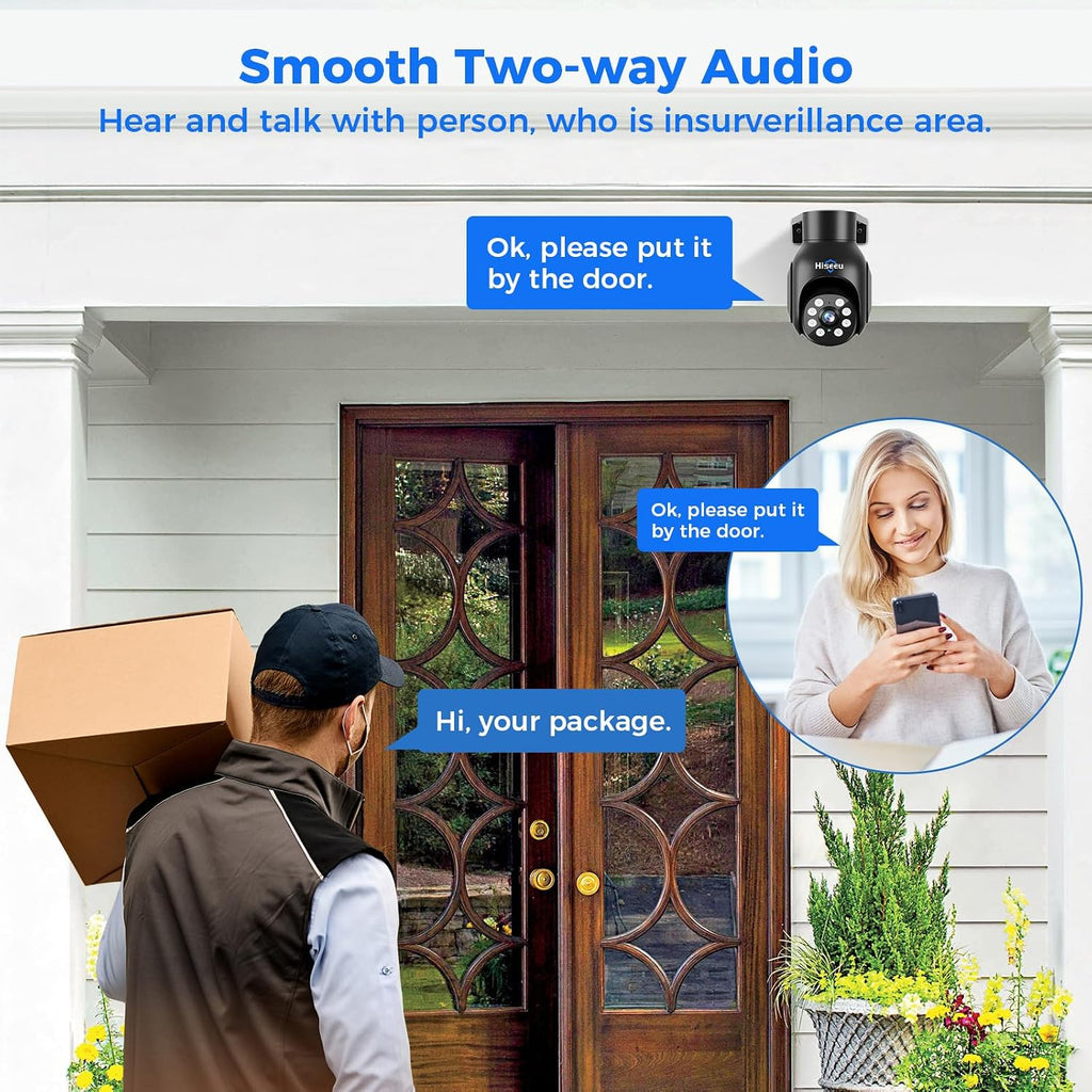 Hiseeu Wireless Security Camera System,All-in-One with 15' LCD Monitor 16CH NVR 4PCS 5MP PTZ Outdoor Camera,3TB HDD Storage, 2-Way Audio, Color Night Vision, Motion Alert,2.4Ghz WiFi