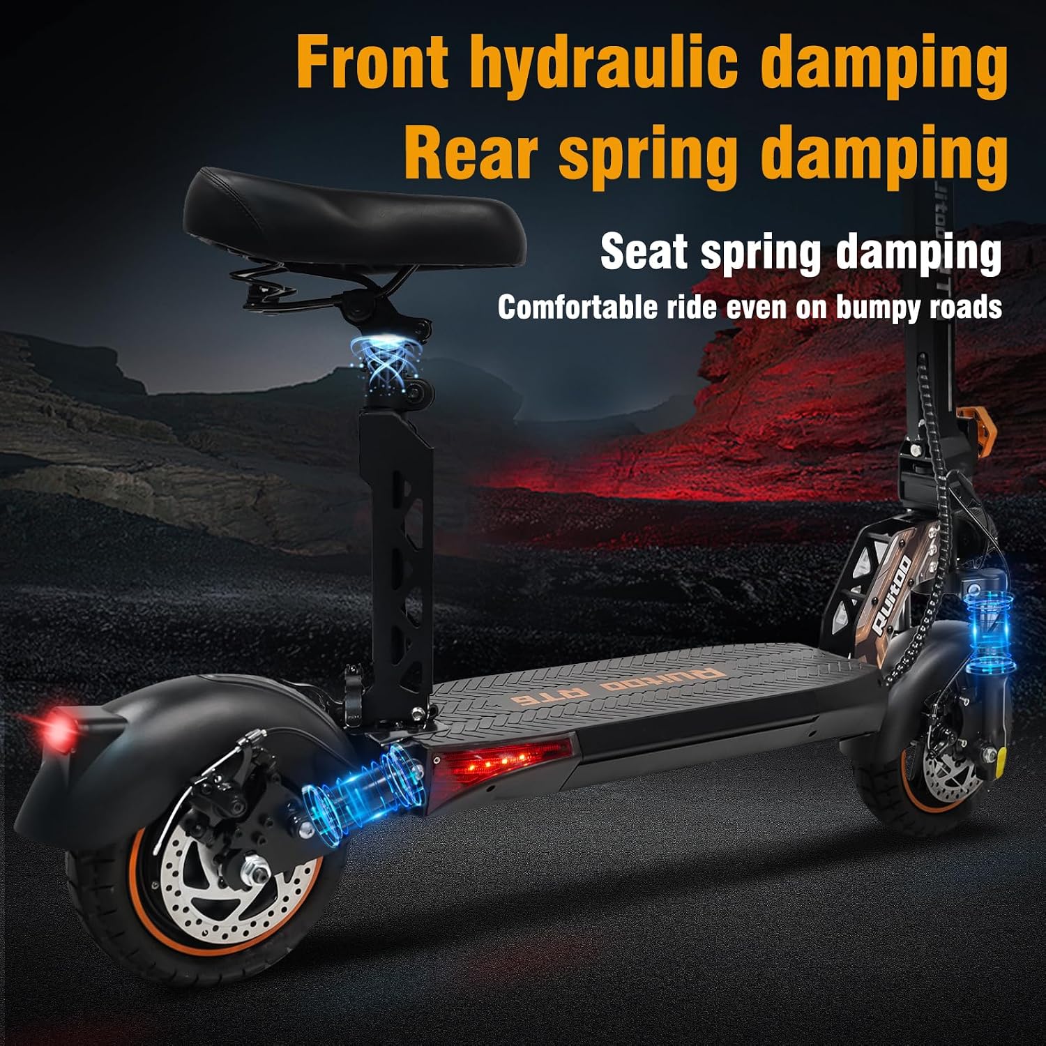 Electric Scooter Adults 1600/2000W Motor 50 Miles Long Range & 30/35 MPH Top Speed 10' Off Road Tire Folding E-Scooter 48V 20.8AH Battery Kick Scooter with Detachable Seat for Commuter Outdoor