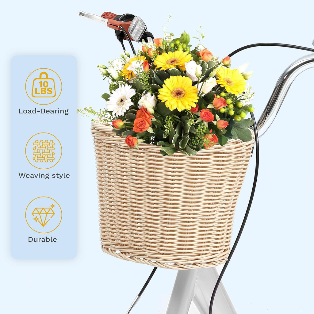 DWVO Beach Cruiser Bike for Women, 24 & 26 Inch Womens Bike with Adjustable Seat, 1&7-Speed Comfort Bicycle for Adults City Commuter with Built-in Lock & Wicker Basket, Multiple Color