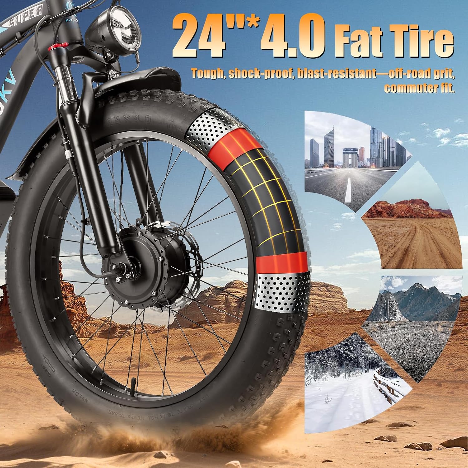 9000W Peak Dual Motor Ebike,58V Max-Output 1972Wh Electric Bike for Adults,44-47MPH Fast Ebike,Long Range Battery Up to 105 Miles,24'×4.0 Fat Tires Electric Mountain Bike for Snow Off-Road