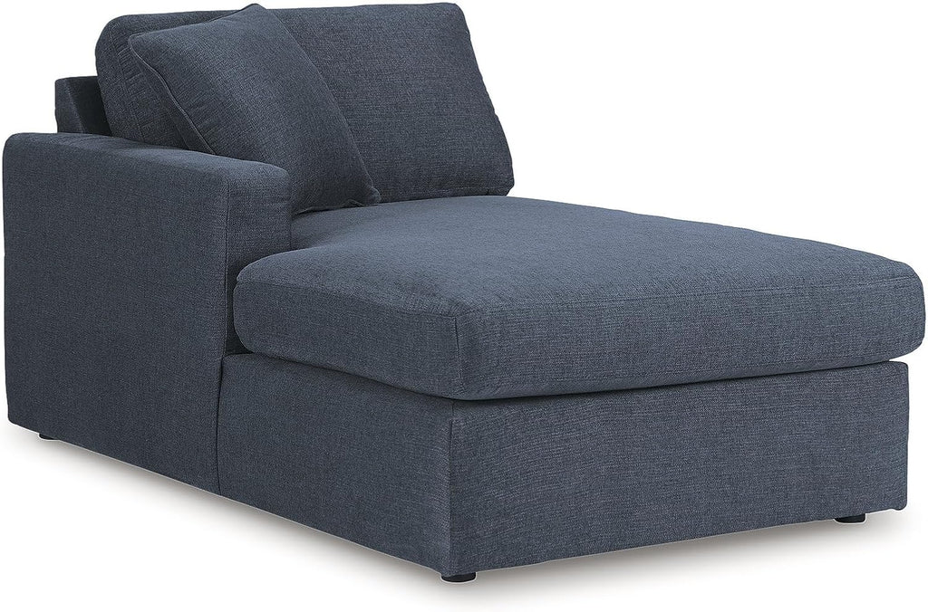 Signature Design by Ashley Contemporary Modmax Stain Resistant U-Shape Left-Arm Facing 4-Piece Sectional with Chaise and Reversible Cushion, Dark Blue