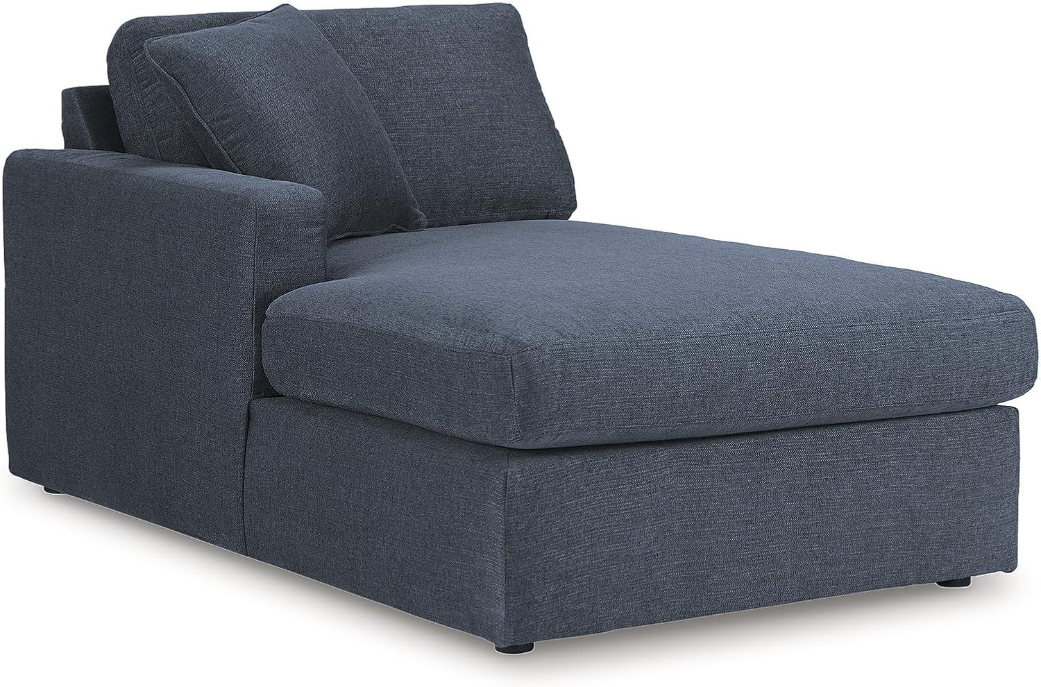 Signature Design by Ashley Contemporary Modmax Stain Resistant U-Shape Left-Arm Facing 4-Piece Sectional with Chaise and Reversible Cushion, Dark Blue