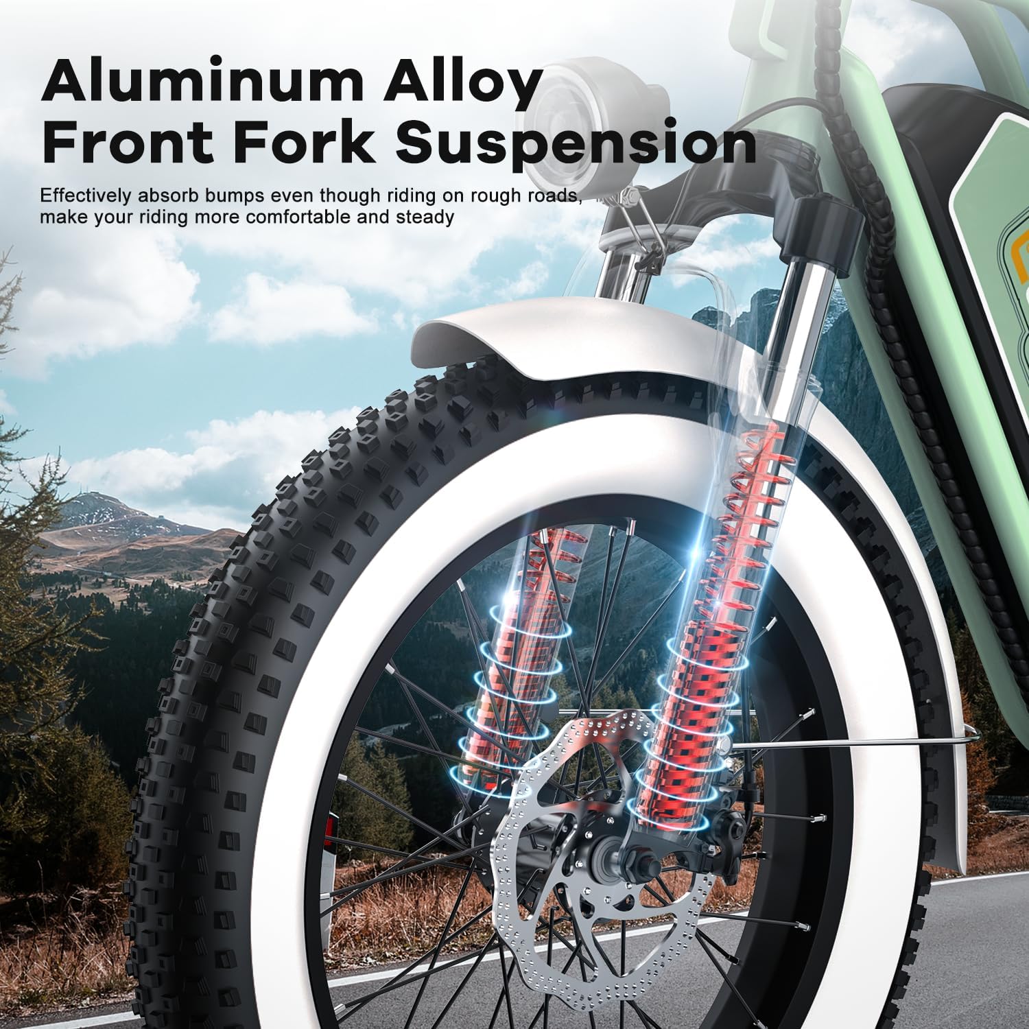 1450W Peak Bike with 48V 20AH Removable Battery, 20'x 4' Fat Tires 35MPH Electric Bike for Adults, 80 Miles Max Range Cargo Ebike 2 Seater Electric Bicycle Green with Safety Seat