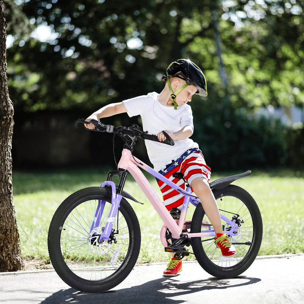 24 Inch Kids Mountain Bike for 7-12 Years Old Boys, Single Speed/7-Speed Girls Mountain Bicycle W/Suspension Fork,Adjustable Seat Height, Kids' Bicycles for Beginner Level Riders