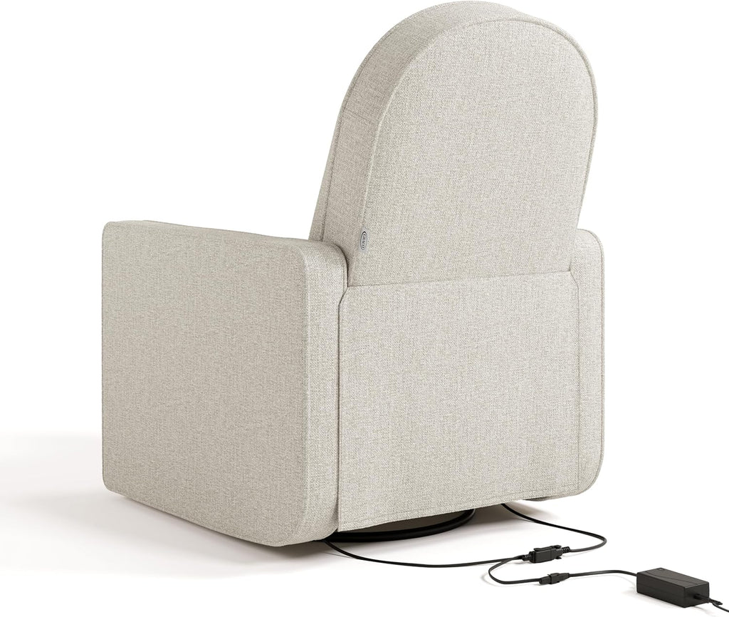 Graco Olivia Premium Nursery Power Recliner Swivel Glider, Smaller Profile for Smaller Rooms, Oeko-TEX 100 Certified, Upholstered Glider, USB Charging Port, Durable Metal Base – (Dune Basketweave)