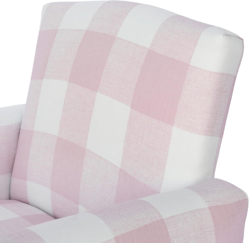 Kid Rocking Chair for Toddlers, Child Chair for Little Kids, Upholstered Toddler Armchair for Children, Comfy and Cute Little Kid Chairs (Rockers, Pink Check)