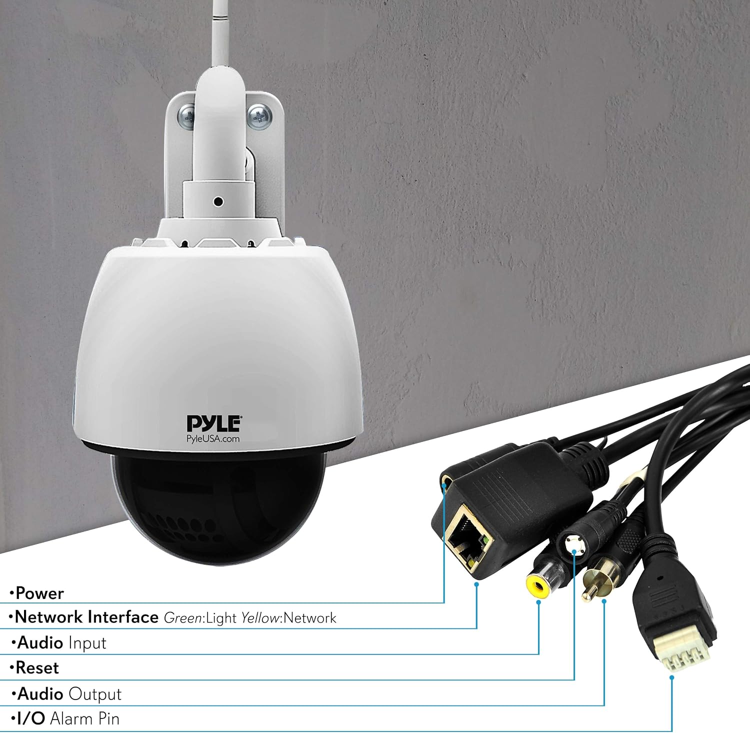 Pyle Outdoor IP Camera Optical Zoom, HD 960p with 32g SD Storage, Weatherproof Wireless WiFi Home Security Surveillance, Outdoor PTZ Pan Tilt Dome and 4X Zoom, Smartphone App Monitoring