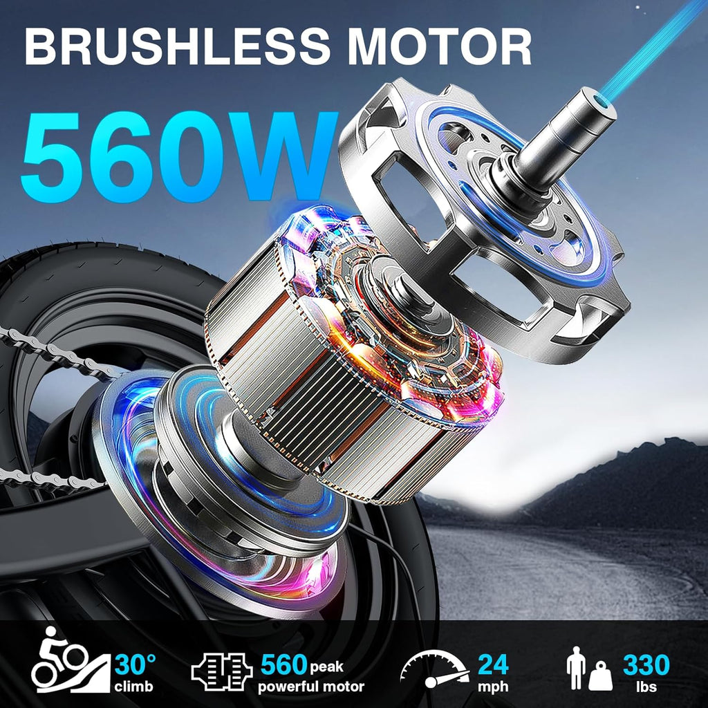 Electric Bike for Adults Teens, Commuter City Folding ebike with 560W Motor and 48V Battery, 24MPH 3-Level Pedals Assist, Dual Disc Brakes,14' Compact Foldable Electric Bicycle with UL 2849 Certified